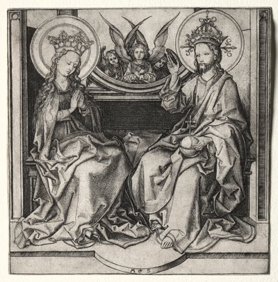 Az Atyaisten és a Szűzanya trónol Angyalok részvételével, c. 1480-90. alkotó: Martin Schongauer