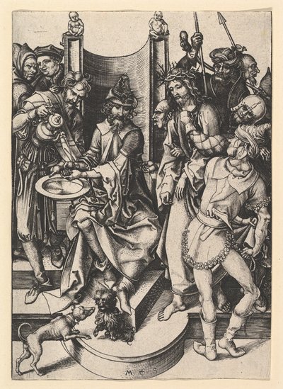 Pilátus kezet mos, kb. 1435-1491. alkotó: Martin Schongauer