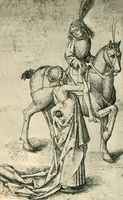 Lovas és nő, c1480, 1943. alkotó: Martin Schongauer