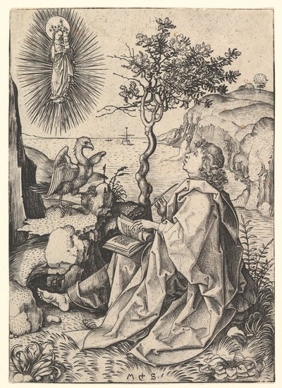 Szent János Patmoszon, kb. 1435-1491. alkotó: Martin Schongauer