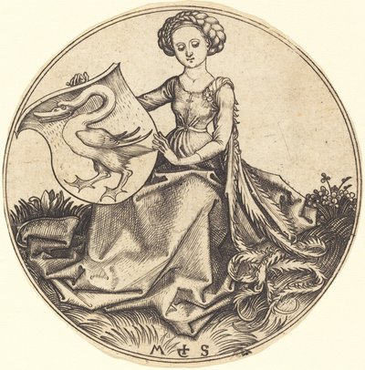 Pajzs Hattyúval, Nő tartja alkotó: Martin Schongauer