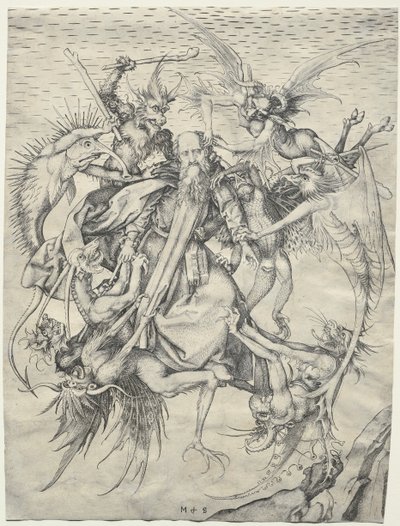 Az ördögök által meggyötört Szent Antal, 1400-as évek. alkotó: Martin Schongauer