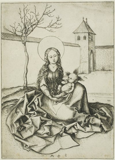 A Madonna és gyermeke az udvarban alkotó: Martin Schongauer