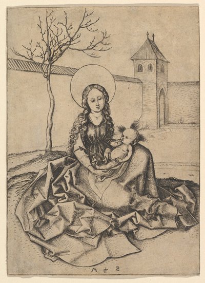 A Madonna és a gyermek az udvaron, kb. 1435-1491. alkotó: Martin Schongauer