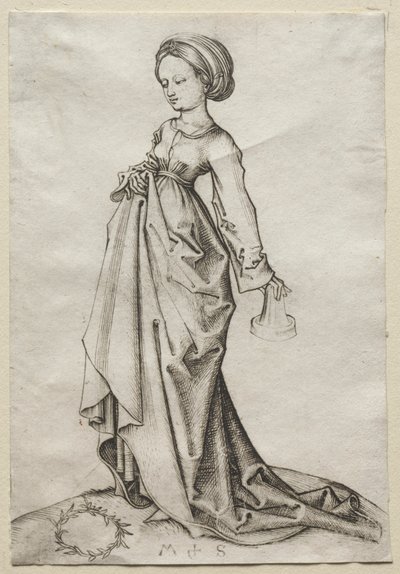 Az ostoba szüzek másodika. alkotó: Martin Schongauer