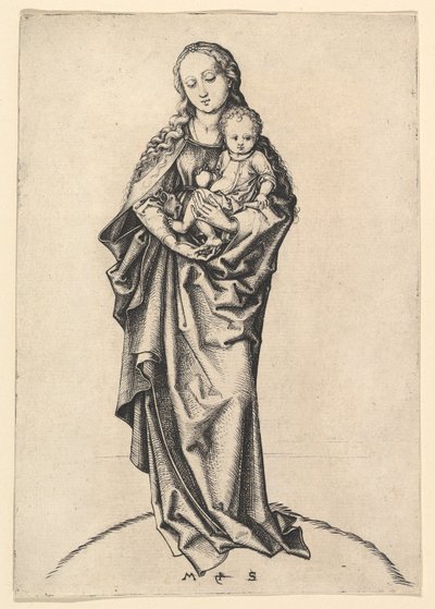 Szűz és gyermek almával, kb. 1475. alkotó: Martin Schongauer