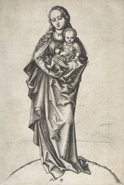 Szűz és gyermek almával, kb. 1475., kb. 1475. alkotó: Martin Schongauer