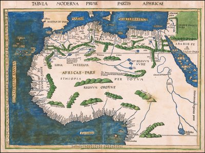 Észak- és Nyugat-Afrika 1513-as térképe Martin Waldseemüller által. alkotó: Martin Waldseemuller
