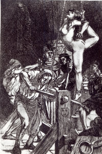Egy boszorkány büntetése, 1911 litho alkotó: Martin van Maele