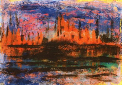 Skyline víz tükröződések este alkotó: Martina Konitzky