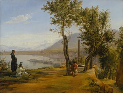 Figurák egy szentélyben, egy kikötő túl (olaj, vászon) alkotó: Martinus Rorbye