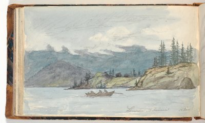Tavi táj evezős csónakkal. A Krøderen-fjord, Norvégia alkotó: Martinus Rørbye