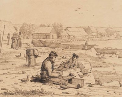 Strandgaden Thistedben. 1830 alkotó: Martinus Rørbye