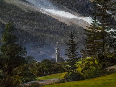 Kilátás Chamonix-ra és a Mont Blanc-ra alkotó: Martinus Rorbye