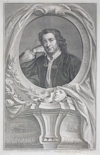 Thomas Otway (1652-85) portréja Jacobus Houbraken (1698-1780) metszetében (metszet) alkotó: Mary (after) Beal