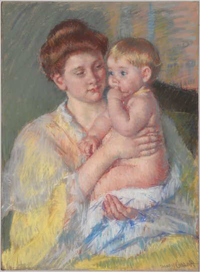 János baba mutatóujjával a szájában alkotó: Mary Cassatt