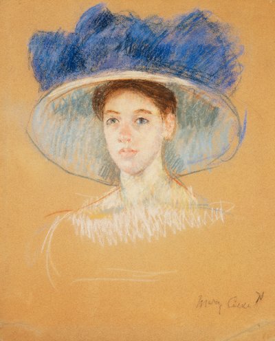 Egy nagy kalapos nő feje, 1909 körül alkotó: Mary Cassatt