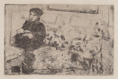 Belső: A kanapén, c. 1883. alkotó: Mary Cassatt