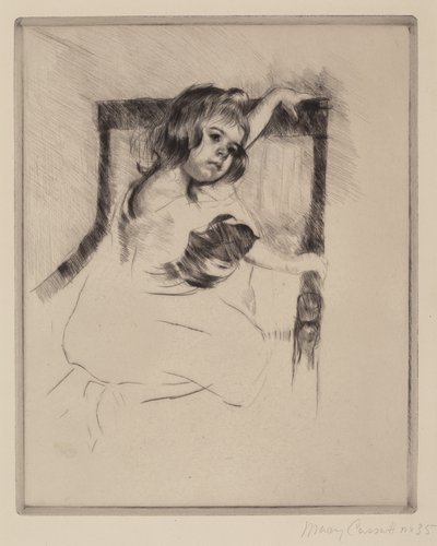 Térdelve egy karosszékben alkotó: Mary Cassatt