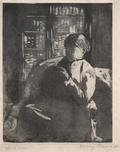 Kötés a könyvtárban, c. 1881. alkotó: Mary Cassatt
