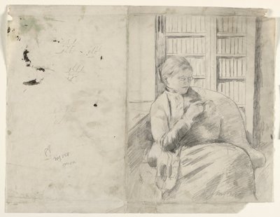 Kötés a könyvtárban recto, c. 1881. alkotó: Mary Cassatt