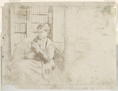 Kötés a könyvtárban verso, c. 1881. alkotó: Mary Cassatt