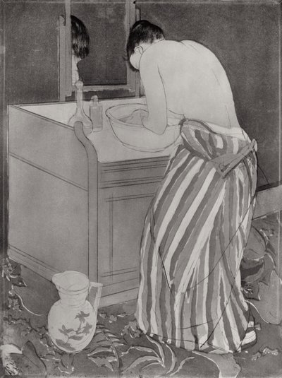 La Toilette, 1891 (szárazpont és akvatinta papíron) alkotó: Mary Cassatt