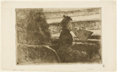 Fekete ruhás hölgy, logóban, jobbra fordítva alkotó: Mary Cassatt