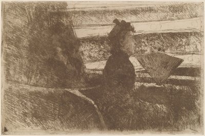 Fekete ruhás hölgy, logóban, jobbra fordítva, c. 1880. alkotó: Mary Cassatt