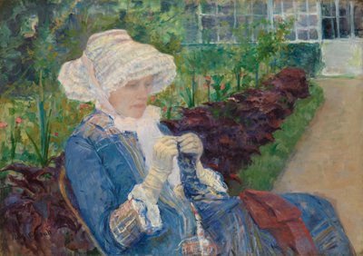 Lydia a Marly kertjében horgol, 1880 alkotó: Mary Cassatt