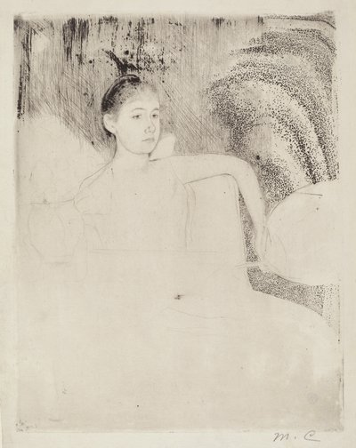 Mimi japán rajongót tart a kezében alkotó: Mary Cassatt