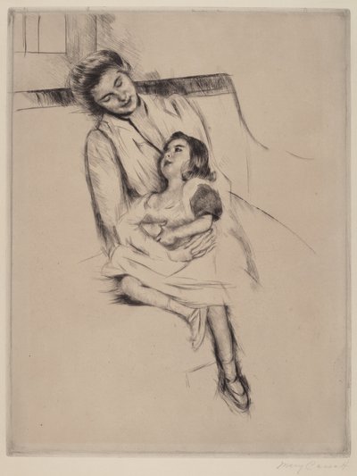 Reine és Margot 2. számú kanapén ül, c. 1902. alkotó: Mary Cassatt