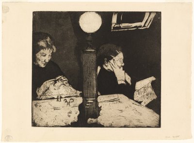 A lámpa alatt, 1882 körül alkotó: Mary Cassatt