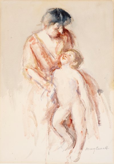 Nő meztelen fiúval a bal oldalán alkotó: Mary Cassatt
