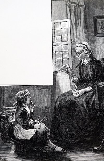 Egy nagymama a gyermek kötési erőfeszítéseit vizsgálja alkotó: Mary Ellen Edwards