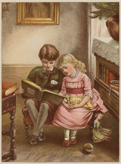 Fiú és lány olvasókönyv (chromolitho) alkotó: Mary Ellen Edwards