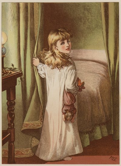 Lány lefekvésben (chromolitho) alkotó: Mary Ellen Edwards