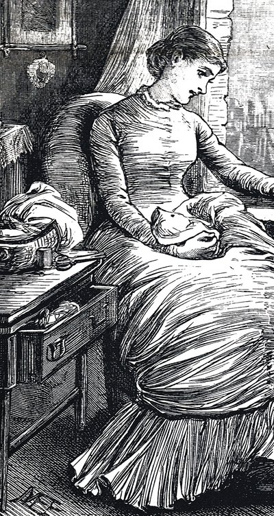 Nő szünetet tart a javításban alkotó: Mary Ellen Edwards