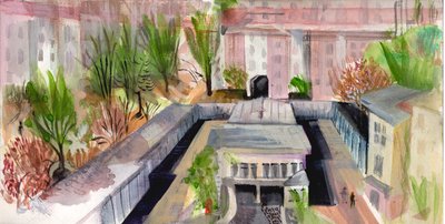Berlini udvar, 2004 (toll és akvarell) alkotó: Mary Kuper