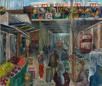 Ladbroke Grove közvetlenül a lezárás előtt: 4, az állomás, 2020 (olaj a fedélzeten) alkotó: Mary Kuper