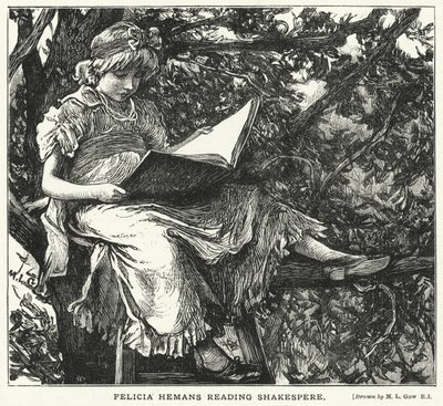 Felicia Hemans Shakespere-t olvas (metszet) alkotó: Mary L. Gow