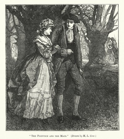 A Prentice és a szobalány (metszet) alkotó: Mary L. Gow