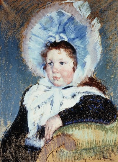 Dorothy egy nagyon nagy motorháztetőben és egy sötét kabátban, 1904 körül alkotó: Mary Cassatt