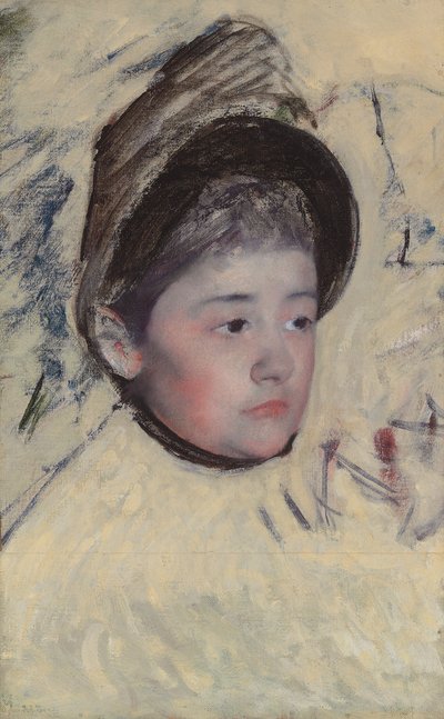Motorháztetőt viselő nő, 1889 körül alkotó: Mary Cassatt