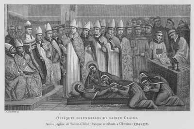 Szent Claire temetése (litho) alkotó: Maso di Banco Giottino