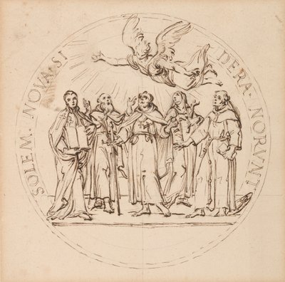 Szent Pius X. Kelemen, Szent Gaetano dei Conti di Thiene, Borgia Szent Ferenc, S. J., Saint Louis Bertrand, O.P. és Szent Margaret Q(ueen) skóciai szentté avatására szolgáló pápai érem terve alkotó: Massimiliano Soldani