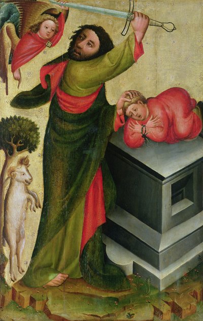 Izsák feláldozása a hamburgi Szent Péter-főoltárról, a Grabower-oltár, 1383 (tempera a táblán) alkotó: Master Bertram of Minden