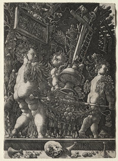 A szenvedély emblémáját hordozó angyalok, 1533. alkotó: Master H. L.