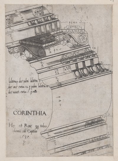 Entablature a Vespasianus-templomból, Róma, 1537., 1537 alkotó: Master PS