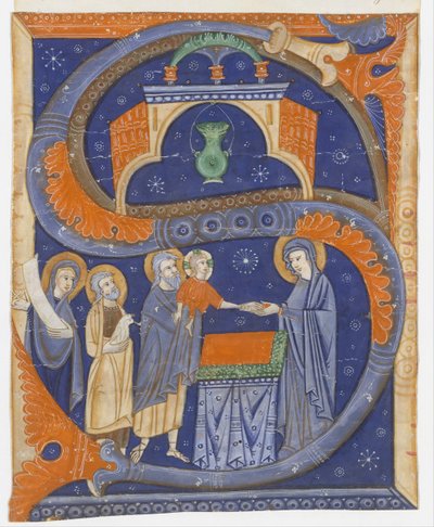 Kéziratos megvilágítás Krisztus bemutatásával a templomban kezdetben S..., kb. 1278. alkotó: Master of Bagnacavallo